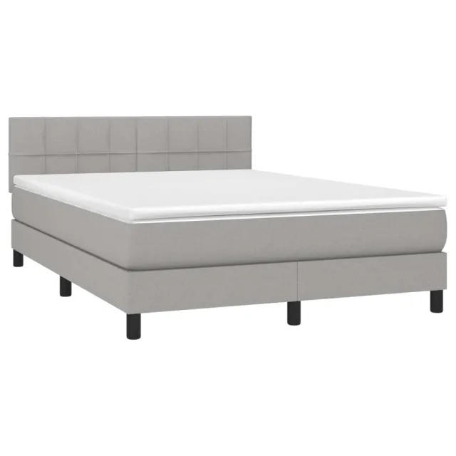 Sommier à lattes de lit avec matelas Gris clair 140x200cm Tissu