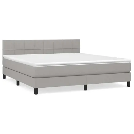Sommier à lattes de lit avec matelas Gris clair 160x200cm Tissu 2