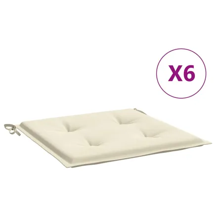 Coussins de chaise jardin lot de 6 crème 40x40x4cm tissu oxford 2