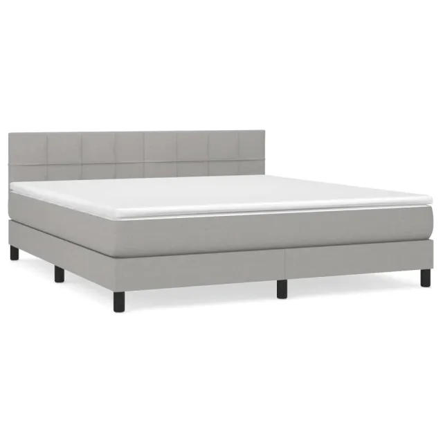 Sommier à lattes de lit avec matelas Gris clair 180x200cm Tissu