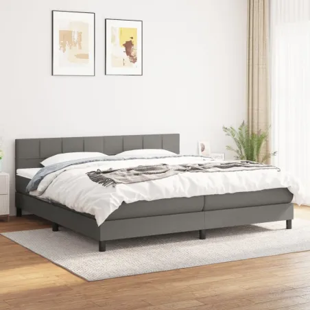 Sommier à lattes de lit avec matelas Gris foncé 180x200cm Tissu