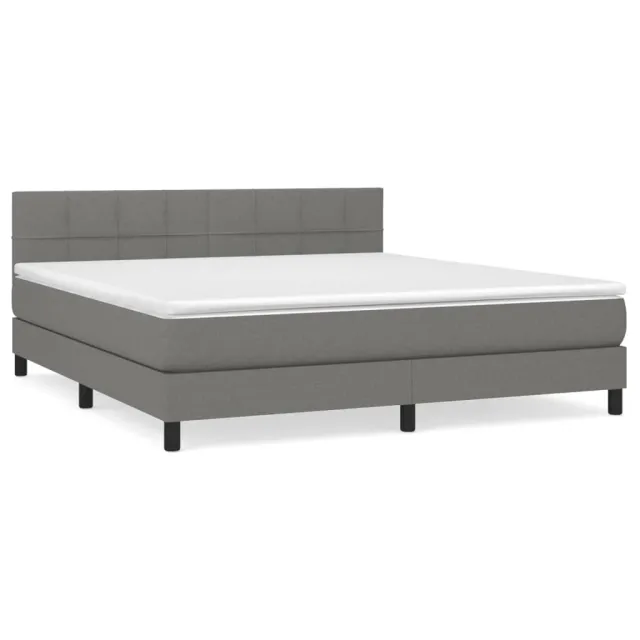 Sommier à lattes de lit avec matelas Gris foncé 180x200cm Tissu