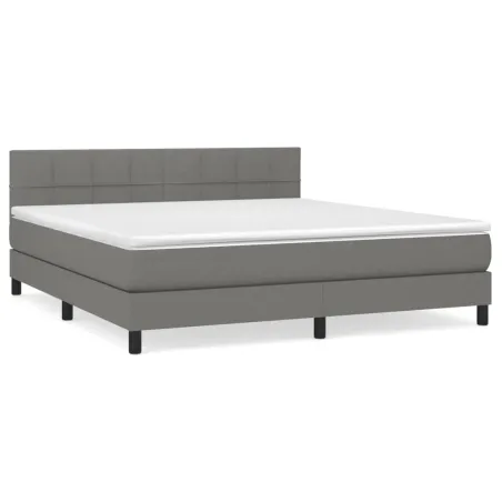 Sommier à lattes de lit avec matelas Gris foncé 180x200cm Tissu