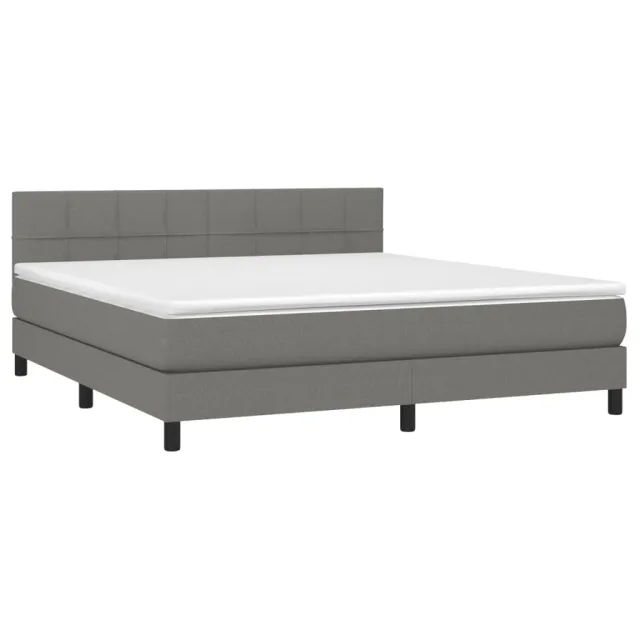 Sommier à lattes de lit avec matelas Gris foncé 180x200cm Tissu