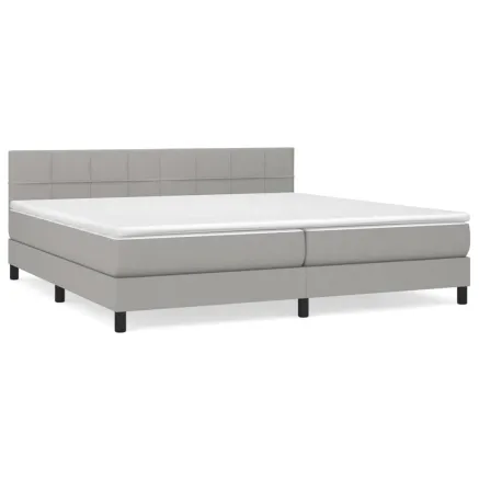 Sommier à lattes de lit avec matelas Gris clair 200x200cm Tissu 2