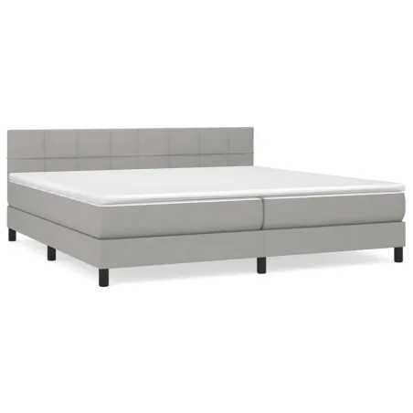 Sommier à lattes de lit avec matelas Gris clair 200x200cm Tissu