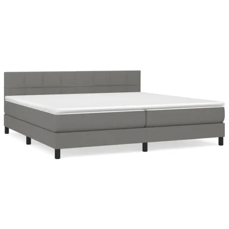 Sommier à lattes de lit avec matelas Gris foncé 200x200cm Tissu