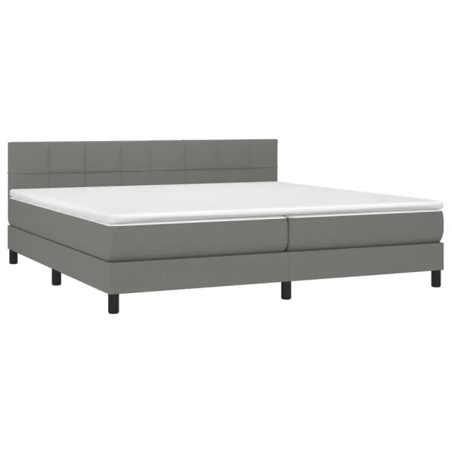 Sommier à lattes de lit avec matelas Gris foncé 200x200cm Tissu