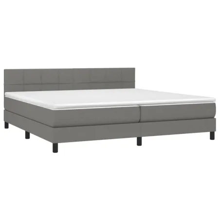 Sommier à lattes de lit avec matelas Gris foncé 200x200cm Tissu