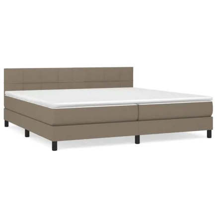 Sommier à lattes de lit avec matelas Taupe 200x200 cm Tissu 2