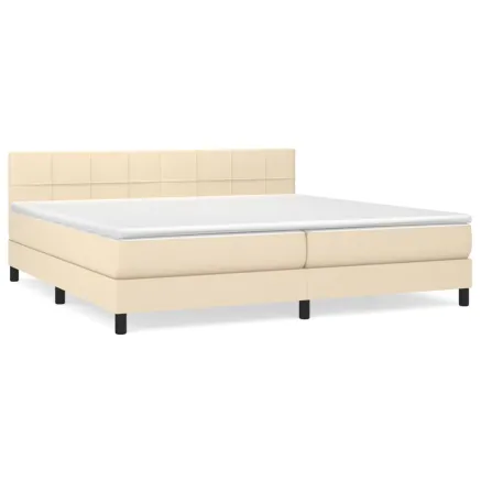 Sommier à lattes de lit avec matelas Crème 200x200 cm Tissu 2