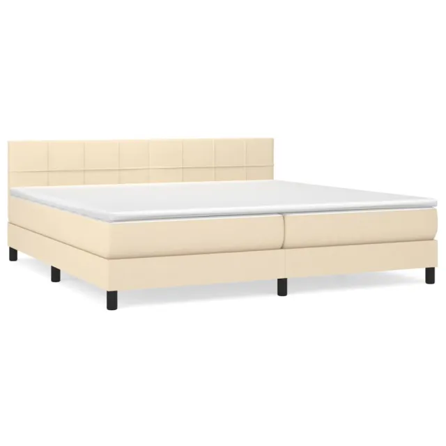 Sommier à lattes de lit avec matelas Crème 200x200 cm Tissu