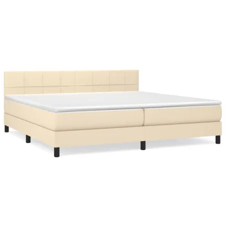Sommier à lattes de lit avec matelas Crème 200x200 cm Tissu
