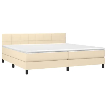 Sommier à lattes de lit avec matelas Crème 200x200 cm Tissu