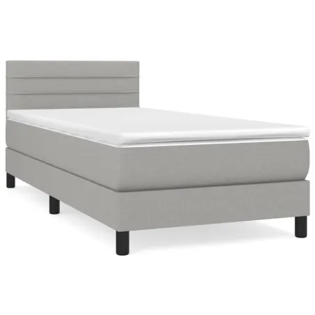 Sommier à lattes de lit avec matelas Gris clair 80x200 cm Tissu