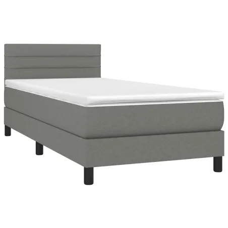 Sommier à lattes de lit avec matelas Gris foncé 80x200 cm Tissu