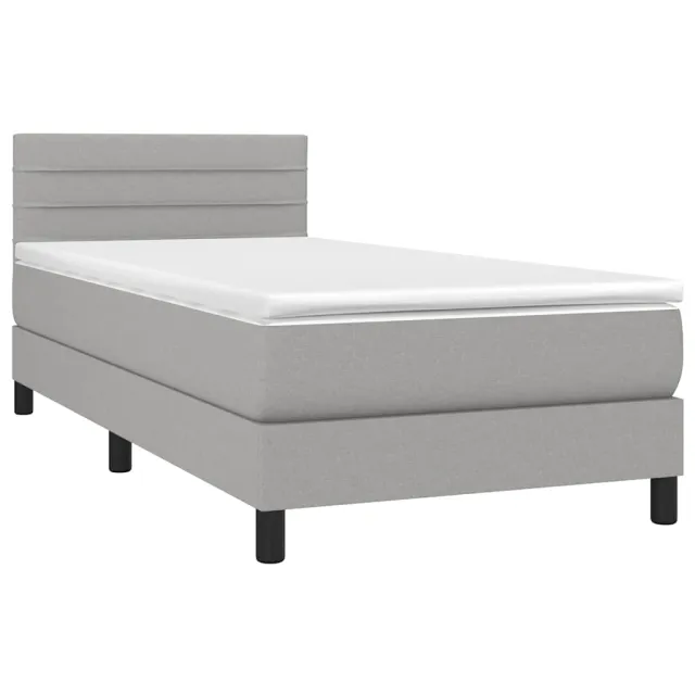Sommier à lattes de lit avec matelas Gris clair 90x200 cm Tissu