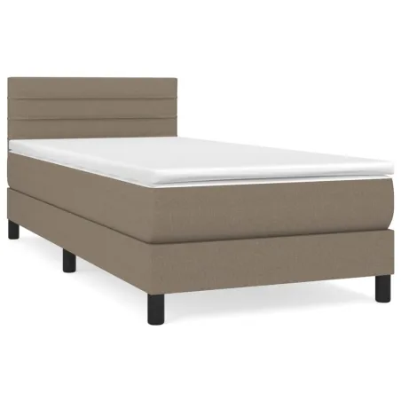Sommier à lattes de lit avec matelas Taupe 90x200 cm Tissu