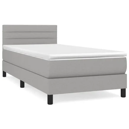 Sommier à lattes de lit avec matelas Gris clair 100x200cm Tissu 2