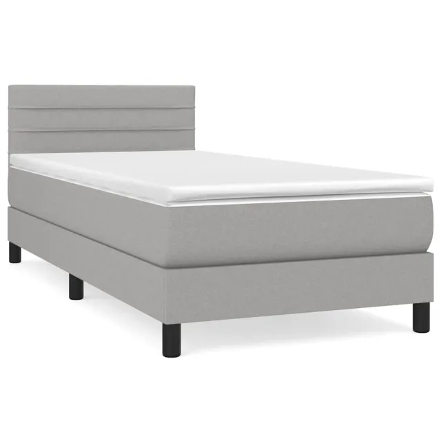 Sommier à lattes de lit avec matelas Gris clair 100x200cm Tissu