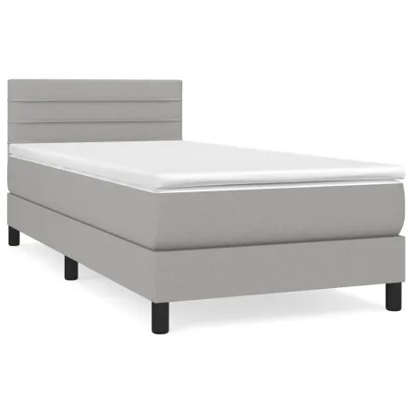 Sommier à lattes de lit avec matelas Gris clair 100x200cm Tissu