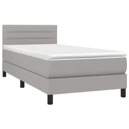 Sommier à lattes de lit avec matelas Gris clair 100x200cm Tissu