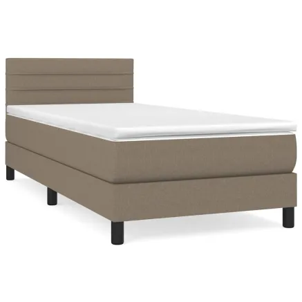 Sommier à lattes de lit avec matelas Taupe 100x200 cm Tissu 2