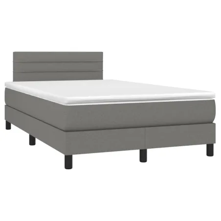 Sommier à lattes de lit avec matelas Gris foncé 120x200cm Tissu