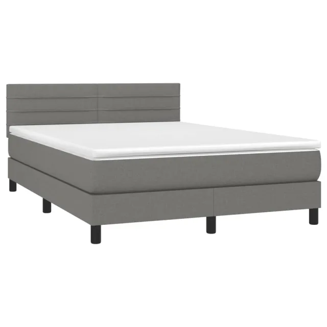 Sommier à lattes de lit avec matelas Gris foncé 140x190cm Tissu