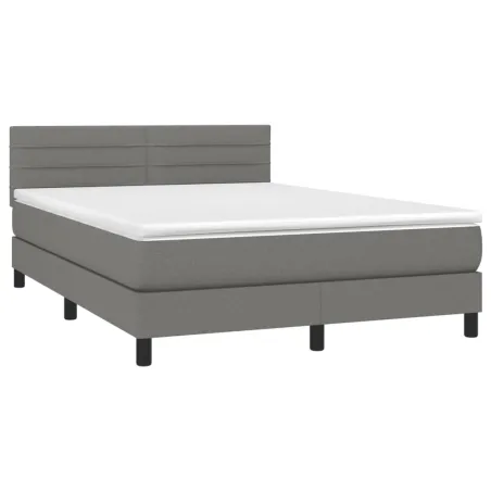 Sommier à lattes de lit avec matelas Gris foncé 140x190cm Tissu