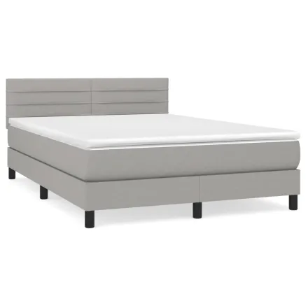 Sommier à lattes de lit avec matelas Gris clair 140x200cm Tissu 2
