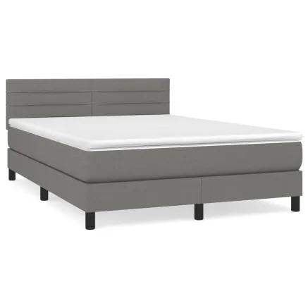 Sommier à lattes de lit avec matelas Gris foncé 140x200cm Tissu 2