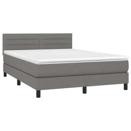 Sommier à lattes de lit avec matelas Gris foncé 140x200cm Tissu