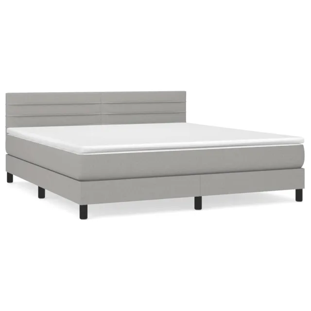 Sommier à lattes de lit avec matelas Gris clair 160x200cm Tissu