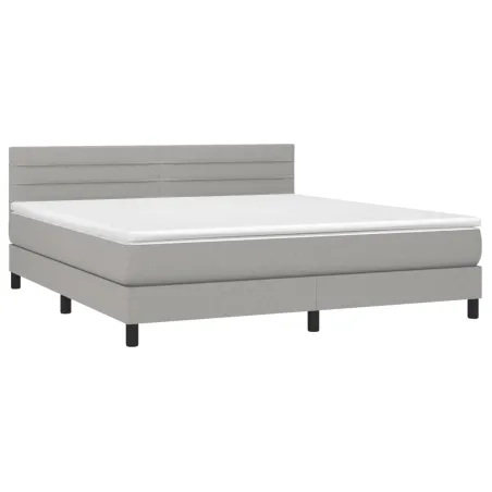 Sommier à lattes de lit avec matelas Gris clair 160x200cm Tissu