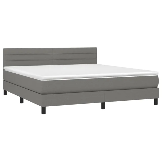 Sommier à lattes de lit avec matelas Gris foncé 160x200cm Tissu