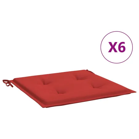 Coussins de chaise jardin lot de 6 rouge 40x40x4cm tissu oxford