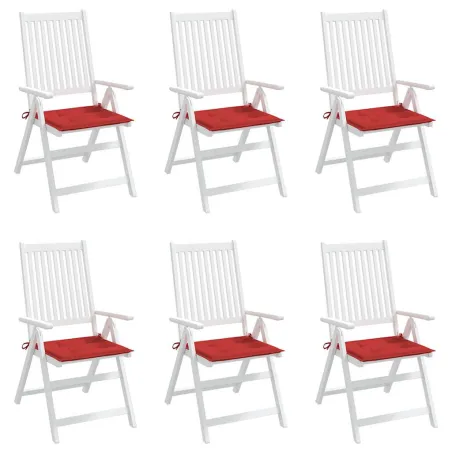 Coussins de chaise jardin lot de 6 rouge 40x40x4cm tissu oxford