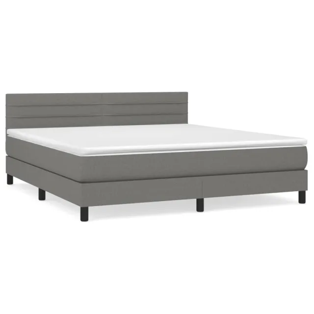 Sommier à lattes de lit avec matelas Gris foncé 180x200cm Tissu