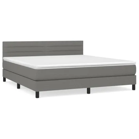 Sommier à lattes de lit avec matelas Gris foncé 180x200cm Tissu
