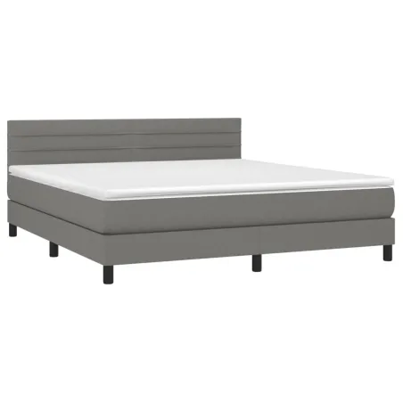 Sommier à lattes de lit avec matelas Gris foncé 180x200cm Tissu