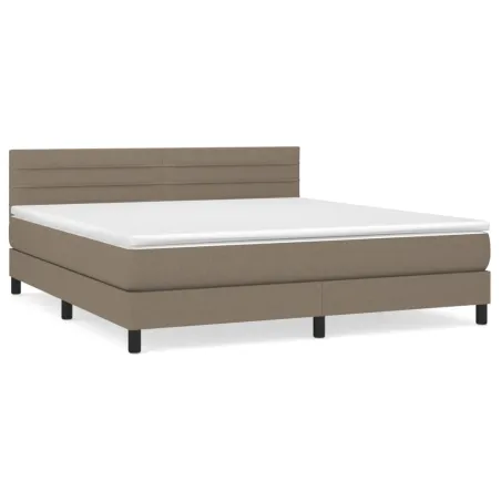 Sommier à lattes de lit avec matelas Taupe 180x200 cm Tissu