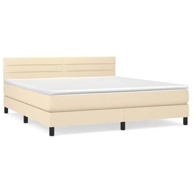 Sommier à lattes de lit avec matelas Crème 180x200 cm Tissu