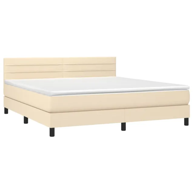 Sommier à lattes de lit avec matelas Crème 180x200 cm Tissu