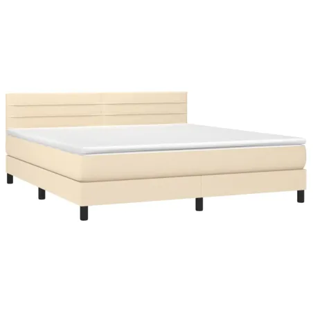 Sommier à lattes de lit avec matelas Crème 180x200 cm Tissu