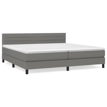Sommier à lattes de lit avec matelas Gris foncé 200x200cm Tissu 2