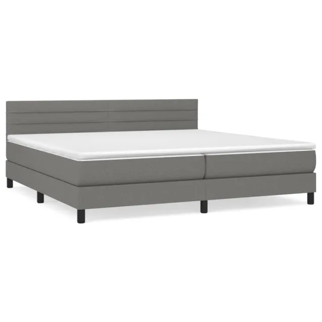 Sommier à lattes de lit avec matelas Gris foncé 200x200cm Tissu