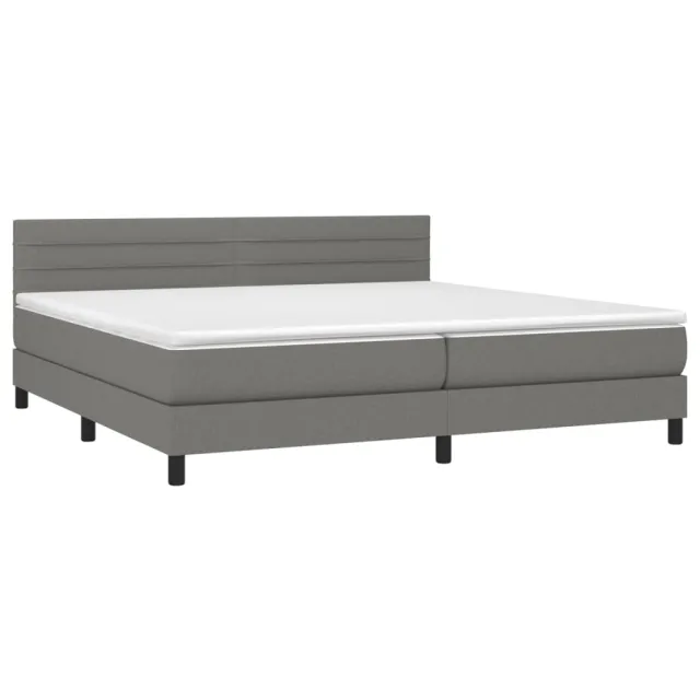 Sommier à lattes de lit avec matelas Gris foncé 200x200cm Tissu