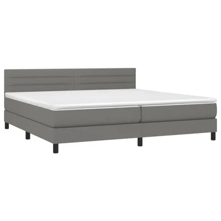 Sommier à lattes de lit avec matelas Gris foncé 200x200cm Tissu