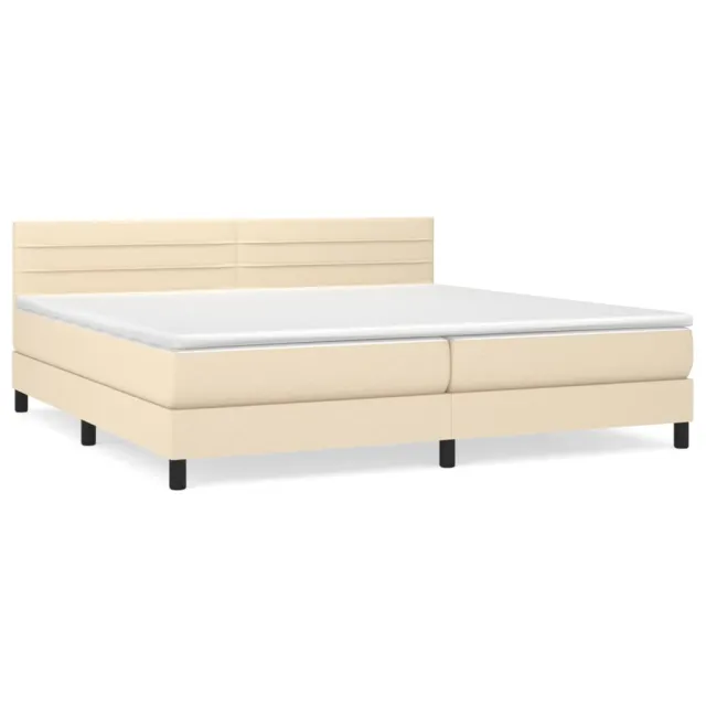 Sommier à lattes de lit avec matelas Crème 200x200 cm Tissu